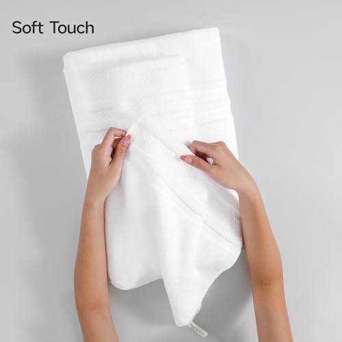 REDKISS 6 Piece Towel Set for Bathroom, 100% Cotton Hotel Collection, Soft Absorbent Quick-Dry, 700 GSM, White - color: White