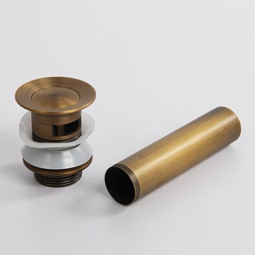 Bathroom Toilet Antique Solid Brass Pop up Drain Sink Drain Faucet Stopper Small Pop with Overflow - color: Solid Brass, style: Small Popup Cap