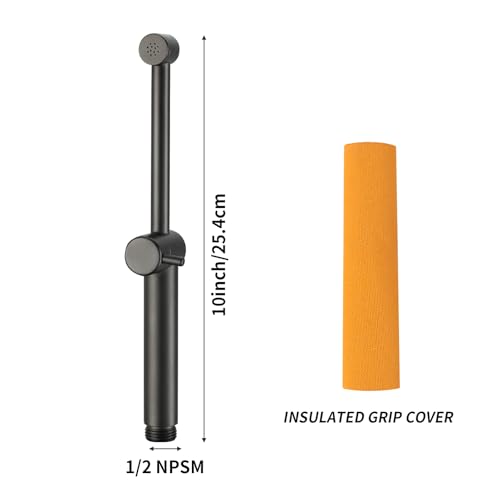 Matte Black Handheld Warm Water Bidet Sprayer Mounted on the Wall, Hot and Cold Bidet Sprayer Kit with Mixing Valve for Toilet - color: Matte Black