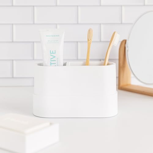 Yew Design Matte White Bathroom Toothbrush Holder Cup - Round Large - color: Large Round Matte White