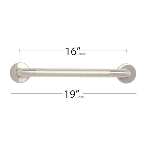 Seachrome 16" Wall Mount Grab Bar, 1 ¼" Diameter, Concealed Flanges, ADA Compliant, Peened with Satin Ends - size: 16 Inch