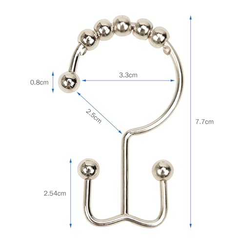 24er Pack Shower Curtain Hooks Rings, Rust Resistant Metal Double Glide Shower Hooks Rings for Bathroom Shower Rods Curtains, Stainless Steel Curtain Hooks (White Nickel) - color: White Nickel