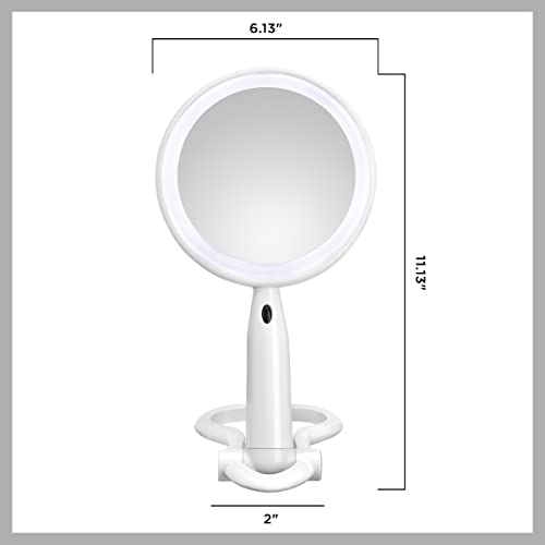 Conair Plastic Double-Sided Lighted Makeup Mirror - Lighted Vanity Makeup Mirror with LED Lights; 1x/3x magnification; White; compact - great for travel - color: White