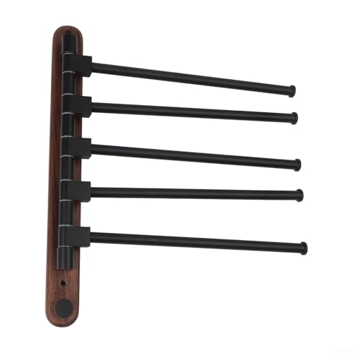 Wood Swivel Towel Rack Wall Mounted, 2-5 Arm Rotating Towel Bar Holder for Bathroom Kitchen, Rustproof Aluminum Alloy and Wood Towel Hanger Organizer(4) - size: 4