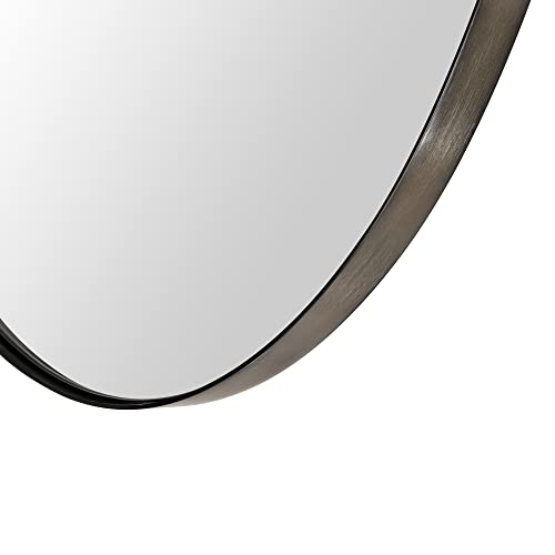 Oil Rubbed Bronze Oval Recessed Bathroom Medicine Cabinet with Mirror Stainless Steel Metal Framed Oblong Pill Shaped Bathroom Cabinet with Mirror 16x33'' - color: Oil Rubbed Bronze