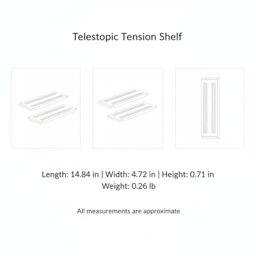 Adjustable Telescopic Tension Shelf for Under Sink Storage, No-Drill PP Plastic Cabinet Organizer Rack, White (1 Pack) - size: 14.84 x 4.72 x 0.71 in