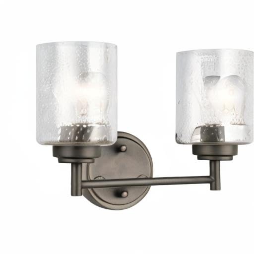 KICHLER Winslow 12.75" 2 Light Vanity Light with Clear Seeded Glass in Olde Bronze® - color: Old Bronze, size: 13"