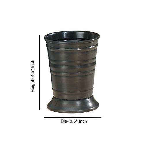 nu steel Bogart Metal Tumbler, Makeup Brush Holder and Toothbrush Cup for Bathroom, Countertop, Desk, Dorm, College, and Vanity-Oil Rubbed Bronze, 3.5 x 3.5 x 4.5