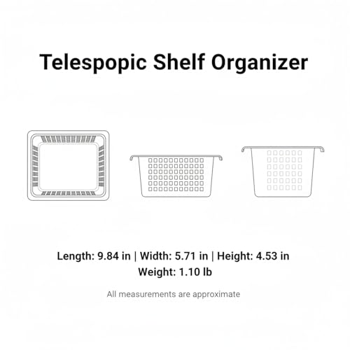 Adjustable Telescopic Cabinet Shelf, Tool-Free Under Sink Organizer Rack, Carbon Steel and PP Plastic Storage Solution for Kitchen and Bathroom - size: 9.84 x 5.71 x 4.53 in