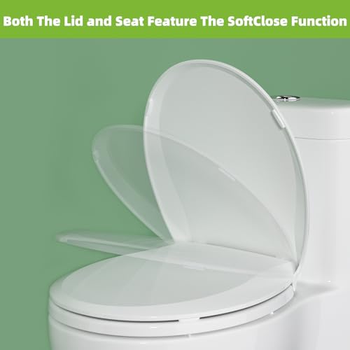 Round Toilet Seat Soft Close, 16.5" Standard Round Toilet Lid, Cotton White | Universal Toilet Replacement Compatible with TOTO/Kohler/Gerber/American Standard, 2-pack Toilet Bolts and Nuts - style: Universal Round Fit