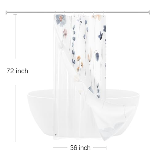 Small Stall 3 in 1 Shower Curtain Set, 36x72 | Narrow Half 3 in 1 Shower Curtain Set, PEVA Liner Set & 12 Double Sided Steel Hooks, Waterproof Fabric Bathroom Curtain - color: Blue, size: 36"W x 72"L (Pack of 1)