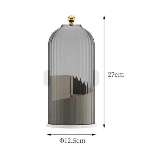 Concealed Toothbrush Holder, Toothbrush Organizer with Cover, Covered Makeup Brush Holder, Bathroom Counter Organizer, 360 Rotating Waterproof Dustproof Toothpaste Holder, for Vanity(Egg custard+trans - color: Egg Custard+transparent Black