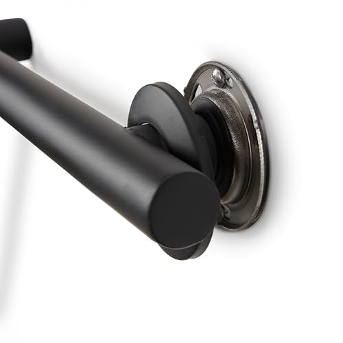 Bathroom Grab Bar, 38 inch Stainless Steel, Left Handed Zuma Bar, 1.25 inch Diameter, Handicap Grab Bar, Safety Rail, Matte Black - color: Matte Black, style: Left-Hand