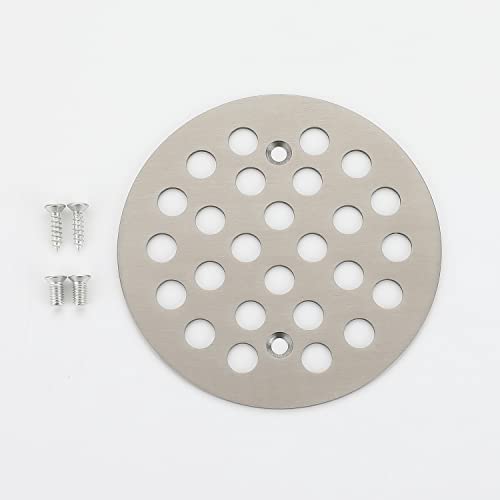 4-1/4 Inch Screw-in Round Shower Drain Cover Replacement Floor Drainer Grate with Screws (Brushed Nickel) - color: Brushed Nickel