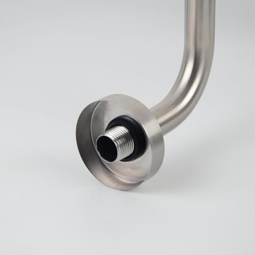 S shaped Shower Arm,13 Inch Stainless Steel Wall-Mounted High Rise Shower Head Extension Arm with Flange,Brushed Nickel,10Z2MK - color: Brushed Nickel, style: S Shaped
