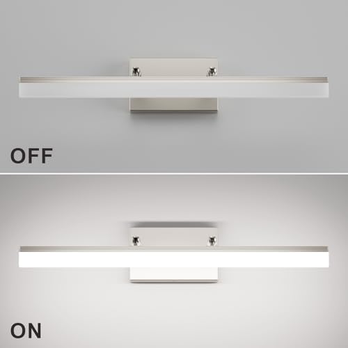 Aipsun 24 inch Modern Brushed Nickel Vanity Light Adjustable Bathroom Light Fixtures Over Mirror Rotatable Vanity Lighting 5500K - color: Brushed Nickel, size: 23.6 in