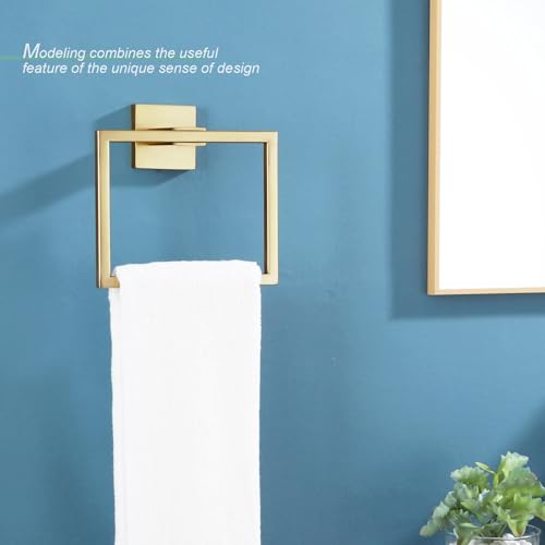 KOKOSIRI Hand Towel Ring Shower Towel Hanger Holder Bath Towel Holder Bathroom Lavatory Stainless Steel Wall Mount, Brushed Gold, B3004BG - color: Brushed Gold, size: 1 Pack