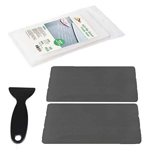 Non Slip Bathtub Strips 18 PCS Larger Adhesive Anti Slip Shower Stickers for Bath Tub, Bathroom, Stairs with Premium Scraper - color: Grey