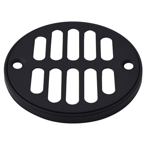 Westbrass R313-62 Square Brass Shower Tile with Round Strainer Grid Drain Cover and Crown Ring, Matte Black - color: Matte Black, size: 1-Pack