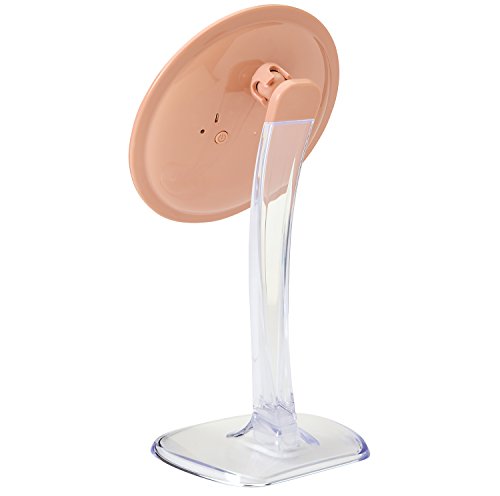 JERDON Lighted Tabletop Makeup Mirror - Makeup Mirror with 5X Magnification in Rose Gold Finish - 7.25-inch Round Vanity Mirror - Model JS725RL | 7.25" Round Frame, Adjustable 12.5" to 16" Height