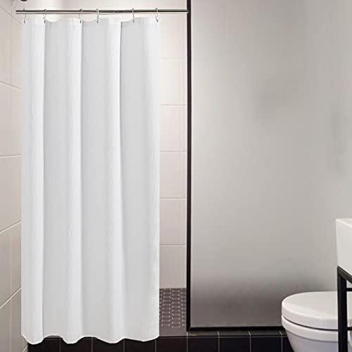 AmazerBath White Waffle Shower Curtain, 36x72 Inches, Fabric Stall Curtain With Waffle Weave, Hotel Quality Bathroom Shower Curtains - color: White, size: 36"W x 72"L (Pack of 1)