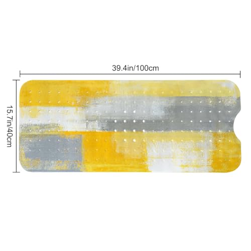 LNOND Yellow Bathtub Mat Non Slip, 40 X 16 Inch Tub Mat for Bathroom, Abstract Art Bath Tub Shower Mat with Drain Holes and Suction Cups - color: 2-yellow