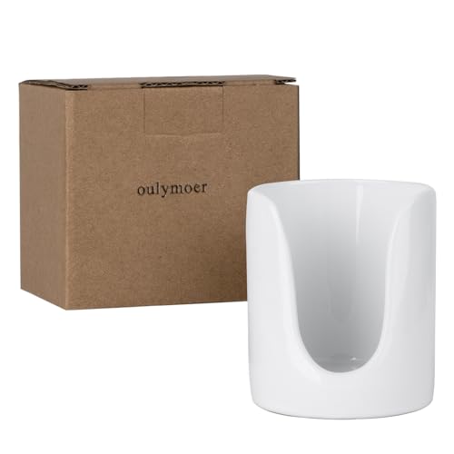 Ceramic Bathroom Cup Dispenser, Fits 3–4 Oz Cups, 2 Pack, White | Small Countertop Cup Holder for Mouthwash & Rinsing – Non-Slip Base, Easy-Access Design, Kitchen & Bathroom Ready - color: White, size: 2 Pack