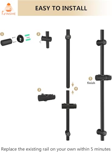 Shower Slide Bar Stainless Steel 32-Inch, Slide Bar Installation Distance 20-28 Inch with Plastic Adjustable Handheld Shower Head Holder for Bathroom Screw Wall Mount Matte Black