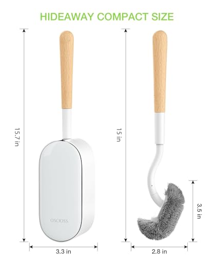 OSCIOSS Bamboo Toilet Brush Set, 2 Pack with Ergonomic Design, Compact Size, Durable Bristles, Wooden Holder for Bathroom Cleaning - color: Natural, size: 2 Pack