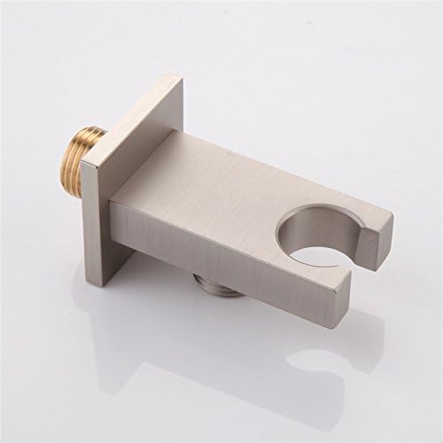 Brushed Nickel Hand Held Shower Head With Wall Connector Hose Set | Square Solid Brass Hand Shower Wand and Fixed Shower Bracket High Pressure Single Function For Bathroom Showers - color: Brushed nickel handheld set