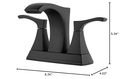 Pfister Venturi Bathroom Sink Faucet, 4-Inch Centerset, 2-Handle, 3-Hole, Matte Black Finish, LF048VNBB - color: Matte Black, size: 4 Inches