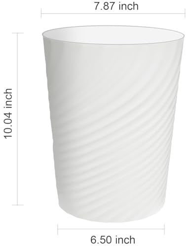 DAJITRE 1.8 Gallon Small Trash Can Wastebasket Recycling Bin Slim Profile for Compact Spaces Bathroom, Office, Bedroom, Kitchen (1.8 Gallon, White) - color: white, size: 1 Pack