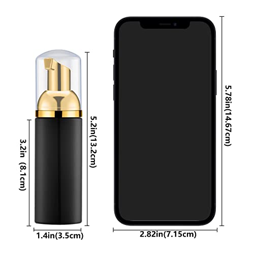 Lil Ray 2 Oz Empty Black Foam Pump Bottle, Foamer Soap Dispenser for Lash Shampoo, Hand Soap, Foaming Cleaner(Gold Pump, 12 PCS) - color: Black&gold