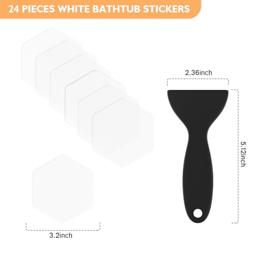 Non Slip Bathtub Stickers, Shower Stickers for Safety Bathroom Tubs, Bathtub Non Slip Stickers and Adhesive Decals Scraper for Bath Tub, Shower Floor, Stairs, Ladders(Square Shape, Clear) (24, Clear) - color: Clear
