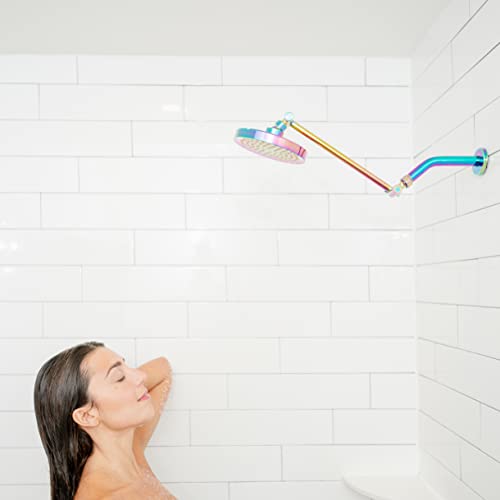 SparkPod Rain Shower Head, 6 Inch Round, Radiant Rainbow Finish | High Pressure Shower Heads, 90 Nozzles, Adjustable Showerhead, No Tools Needed, Universal Connection - color: Radiant Rainbow, style: 6 Inch Round