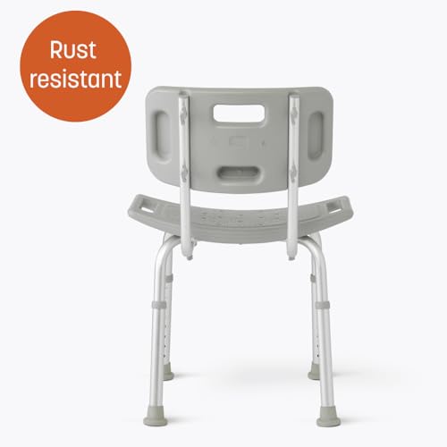 Caring Bath Chair for Seniors, Shower Seat with Back, Suction Feet, Non-Slip Adjustable Height Shower Bench for Elderly, Disabled, 400 lb Weight Capacity, Gray Bathroom Stool for Tub or Shower - size: Fixed Backrest