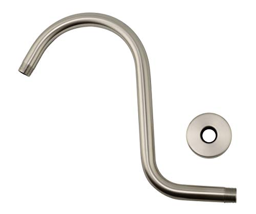 Purelux Goose Neck Shower Arm Water Outlet PJ1202 Made of Stainless Steel, Brushed Nickel Finish Showerhead Extension - color: S- Brushed Nickel