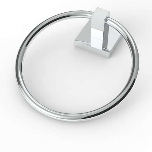 RUACQ Towel Ring, Hand Towel Holder for Bathroom Wall, Chrome | Wall Mounted Hand Towel Bar, 304 Stainless Steel Towel Hanger, Square Base, Round Towel Holder Design, Modern, Heavy Duty - color: Chrome, size: 1