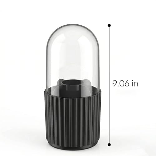 Toothbrush Holder with Sliding Lid, Toothbrush Holders for Bathrooms,360° Rotating Makeup Brush Storage Rack - Waterproof and Dustproof, Toothbrush Toothpaste Holder Beauty Brush (Black) - color: Black