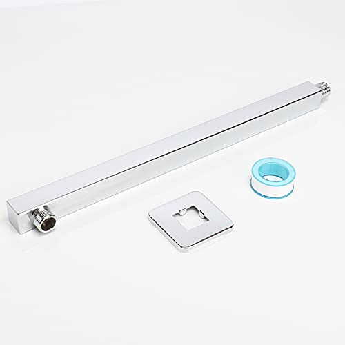 Shower Arm, Rain Shower Head Extension Extender, With Flange and Teflon Tape, Made of Thicken Stainless Steel for Bathroom Rainfall Shower (16 Inch, Chrome) - color: Chrome, style: 16 Inch