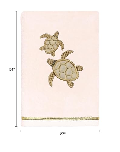 Jewel 4-Piece Premium Towel Set, Embroidered Turtles, Plush Turkish Cotton, Durable & Quick Dry, Elegant Beach Style, 2 Bath 2 Hand Towels, Blush - color: Blush, size: 2 Pcs Bath 2 Pcs Hand Towel
