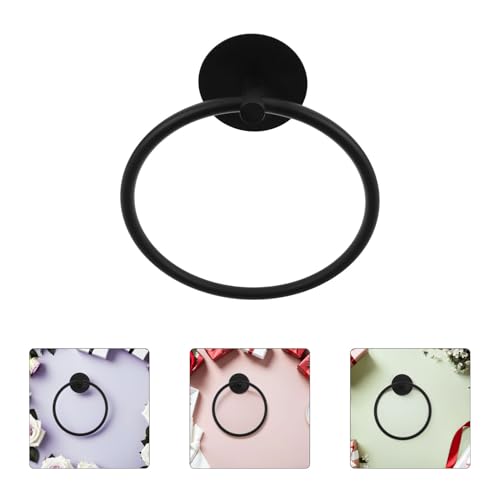 SUPVOX Stainless Steel Hand Towel Holder Ring Self-Adhesive No Drilling Bathroom Wall Mounted Towel Rack Space-Saving for Washroom