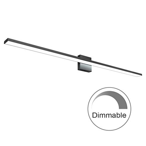 Ralbay 48inch Dimmable Modern LED Black Vanity Light 46W Frosted Aluminum for Bathroom Vanity Lighting Fixtures Cool White 6000K - color: Black-Dimmable, size: 48 inch
