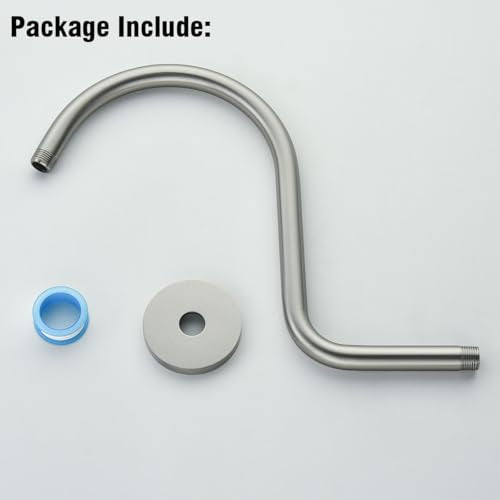 RANDOM S Shaped Shower Head Riser Pipe,Goose Neck Shower Arm 13 Inch Shower Head Extension Arm with Flange,Standard 1/2" Connection,Brushed Nickel.RD-91098-13BN - color: Brushed Nickel