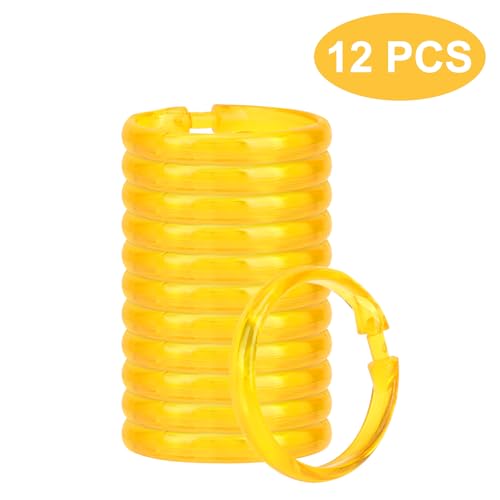 Golden Yellow Shower Curtain Hooks - 12 Pcs Circular Plastic Shower Curtain Rings for Bathroom - O Shaped Gold Yellow Shower Hooks Rings for Shower Curtain Rod - color: Golden Yellow