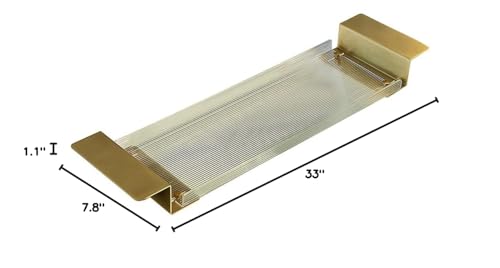 WANLIAN Acrylic Brass Bathtub Caddy Tray, Adjustable Length Bath Caddy Tray Shelf for Shower Storage Organizer - color: Clear-a