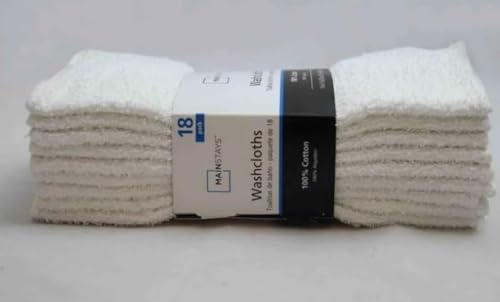 White Cotton Washcloth Pack - 18 Count