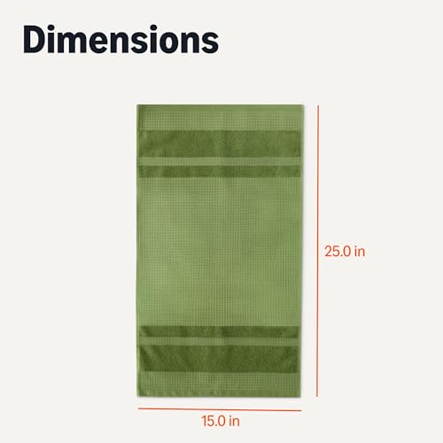 Amazon Basics Organic Cotton Waffle Kitchen Dish Towels - Ultra Absorbent, Quick Drying, Lint-Free, 15 x 25 inches, 6-Pack (2pc Olive Light/Brown Strip, 2pc Brown, 1pc Olive, 1pc White) - color: 2pc Olive Light/Brown Strip, 2pc Brown, 1pc Olive, 1pc White