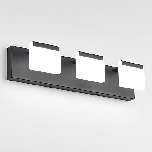 Ralbay LED Modern Black Vanity Light 3 Light Acrylic Matte Black Bathroom Vanity Wall Light Modern Black Bathroom Vanity Lighting Fixtures - color: Black, size: 3-Light
