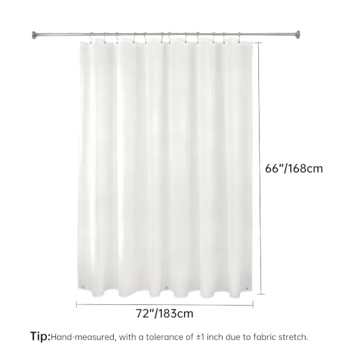 FY&XZH Shower Curtain Liner - Waterproof Fabric Shower Curtain Liner, Machine Washable, Magnetic Weighted Bottom,Soft Cloth Bathroom Shower Liner (White) - size: 72"W x 66"L (Pack of 1)